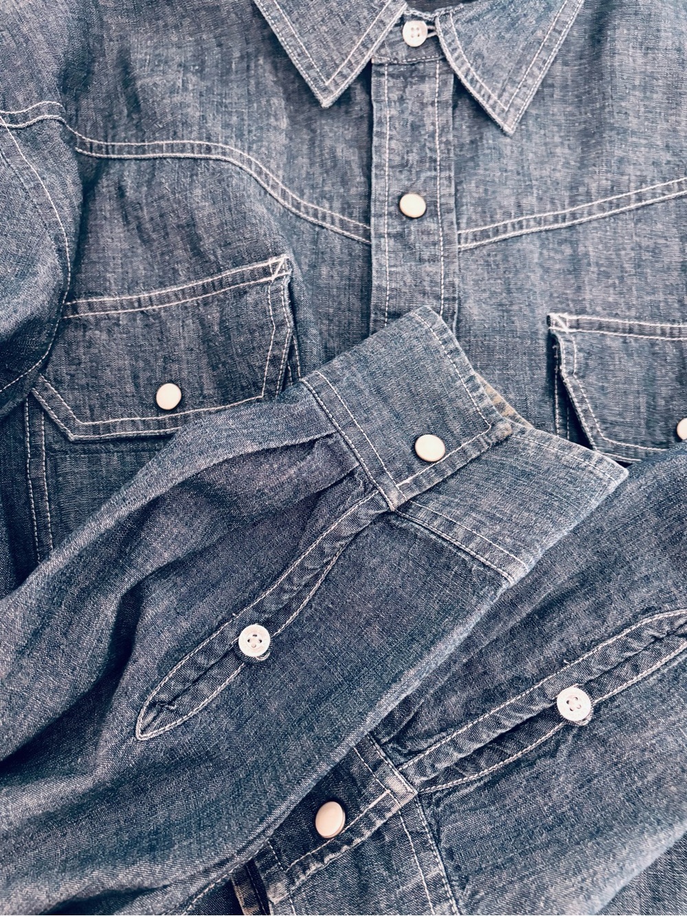 Vtg. 90’s Levi’s Limited Edition Chambray Denim  Snap Western Shirt XL - Picture 5 of 10
